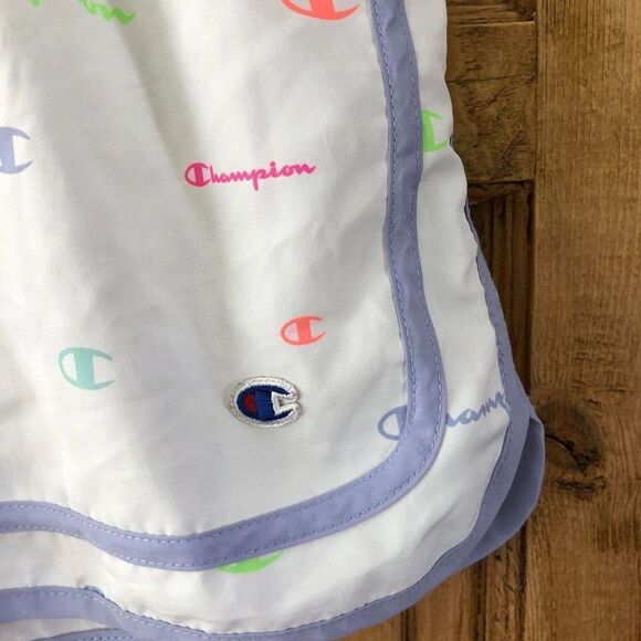 Champion Girls Size Large 14 Athletic Shorts White Script Logo‎ - Slight Flaw - Picture 2 of 7